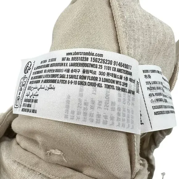 Abercrombie & Fitch Sloane Trouser Pants Linen Blend Khaki Tan Beige Size 34 18R - Picture 13 of 14